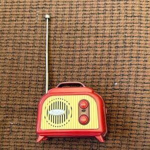 Vintage-Style Red and Yellow Portable Auto Scan Radio